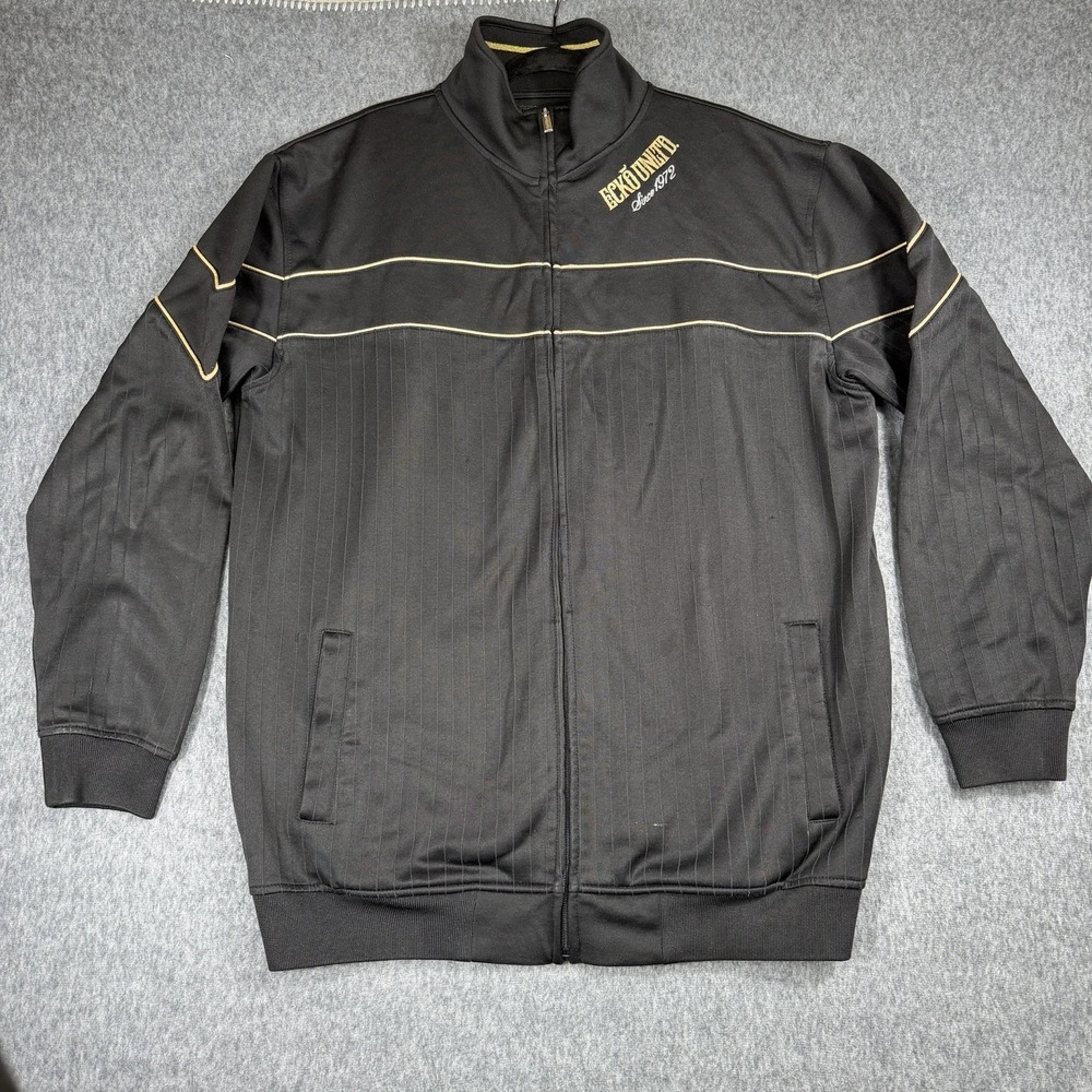 Ecko Unltd Track Jacket Mens XL Black Full Zip Stripe Streetwear Logo